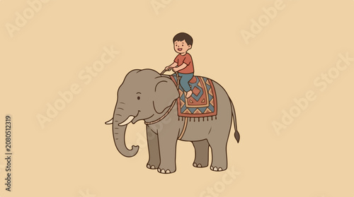 Flat illustration of a baby elephant