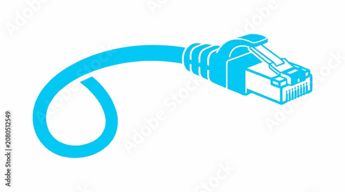 Foto Blue Ethernet Cable Connector With Loop.