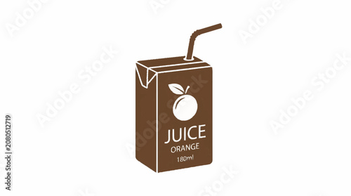 Photos Brown Orange Juice Box with Straw Icon.