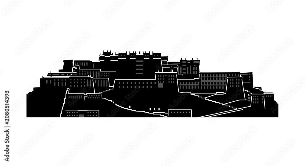 Fototapeta premium Black silhouette of old city.