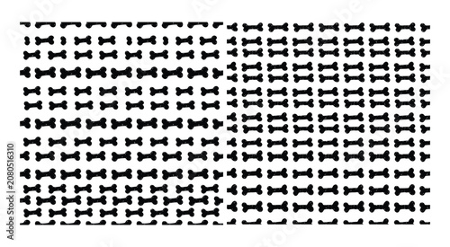 Black Bone Shapes Pattern On White Background Repeated Doodle Illustration