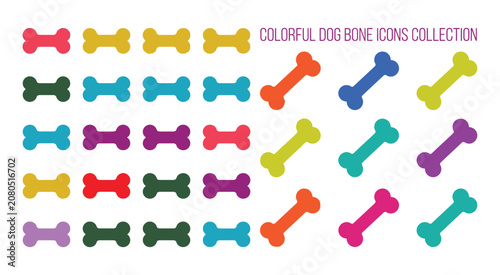 Colorful Dog Bone Icons Collection Flat Vector Illustration animal bones