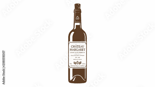 Elegant Bottle of Chateau Margaux Wine Illustration.
