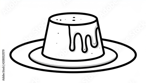 Delicious Flan Dessert on a Plate Illustration.