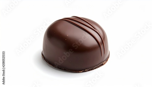 Delicious Dark Chocolate Truffle with Elegant Design on White Background.