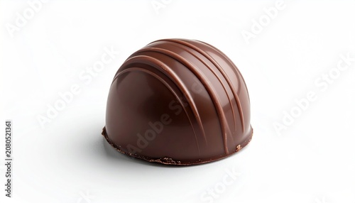 Delicious Dark Chocolate Truffle on White Background.