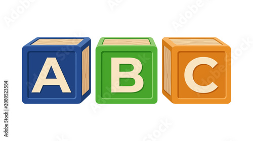Colorful Alphabet Wooden Blocks with Letters A B C