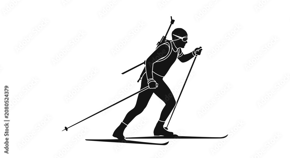 Fototapeta premium Man skiing on mountain slope.
