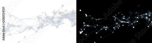 Digital network connection points with lines on transparent background for data technology.