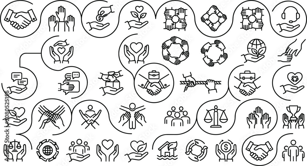 Obraz premium Collection of diverse hand-drawn symbols and icons
