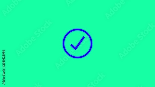 Successfully completed icon animation isolated on blue background