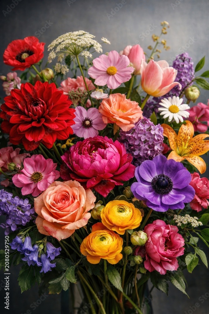 Obraz premium Vibrant bouquet of colorful flowers.