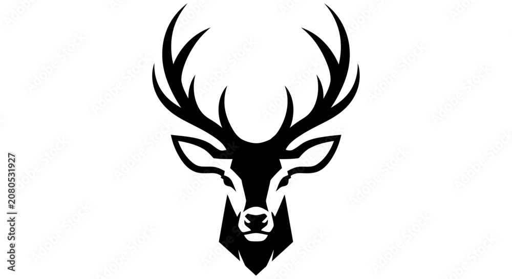 Obraz premium Deer head silhouette against a white background minimalist graphic design