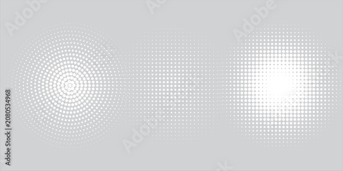 Abstract Gray Halftone Dot Background With Circular And Square Gradient Patterns For Design
