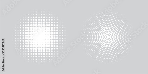 Abstract Gray Halftone Dot Background With Circular And Square Gradient Patterns For Design