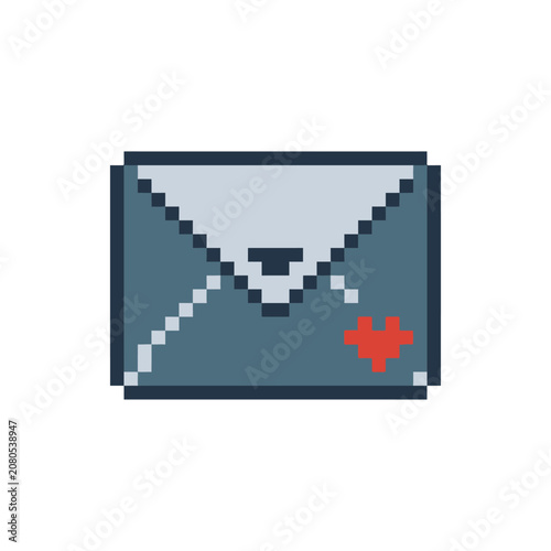 Fotografie Pixel art email icon with heart.