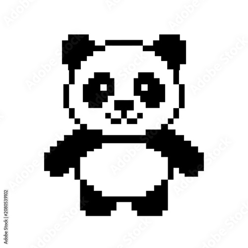 Pixel Art Panda Bear Character Design.