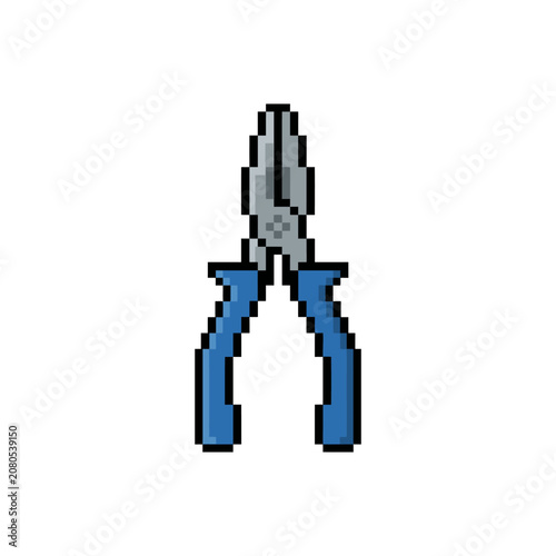 Pixel art blue handled pliers tool.