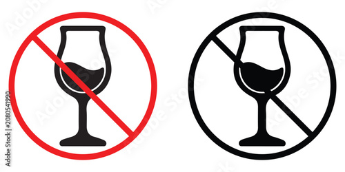 No Drinking Glass Sign Isolated on Transparent Background for Safety, Restriction and Prohibition Symbol