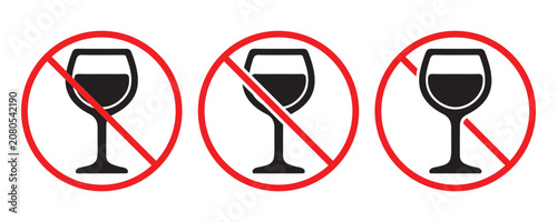 No Drink Glass Symbol for Restricted Areas, Safety Signage and Public Information Design