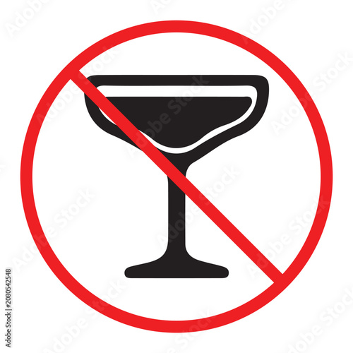 No Drink Glass Symbol for Restricted Areas, Safety Signage and Public Information Design