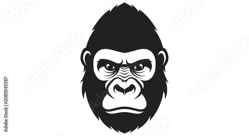 Εκτύπωση καμβά Gorilla Head Silhouette On White Background Bold Graphic Design ape