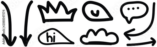 Hand drawn vector graphics with arrows and icons for design
