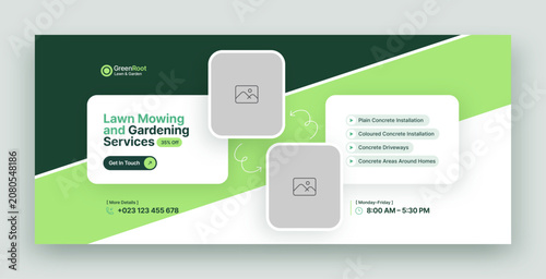 Gardening and Landscape Maintenance Social Media Facebook Cover Web Banner Template