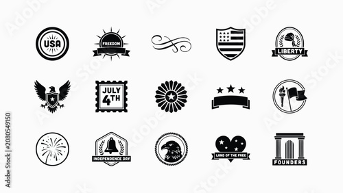 Obraz na plátne Patriotic celebration icons showcase freedom independence and national pride wit