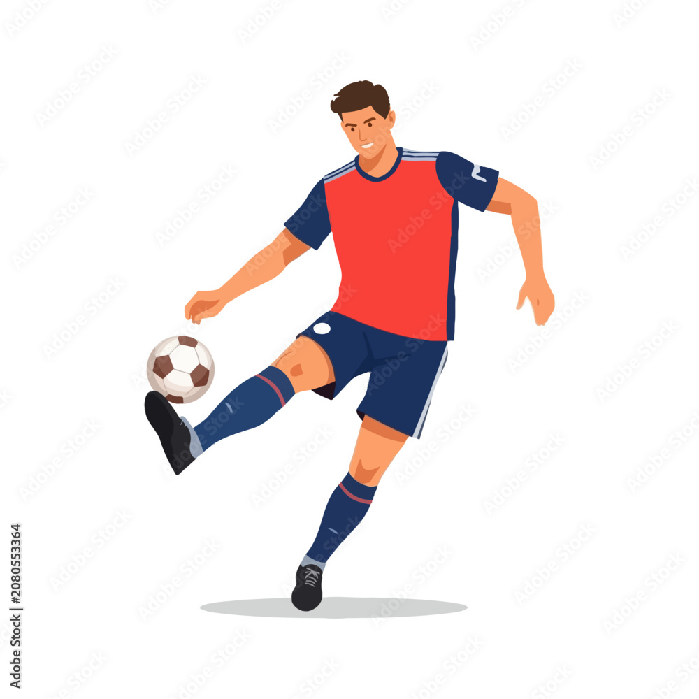 Obraz premium Soccer Player Kicking Ball Vector Illustration