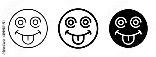 Canvastavla Crazy Face Icons, Silly Emoticon Set, Goofy Smiley Symbols, Vector Art