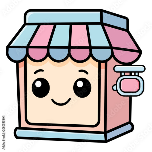Kawaii Pastel Shop Vector Illustration