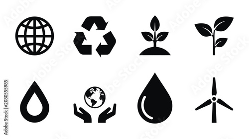 Environment vector icons representing ecology sustainability