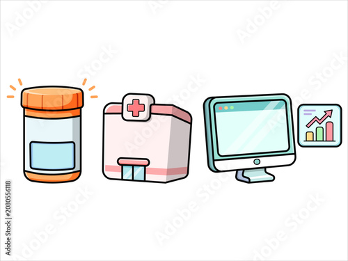 Healthcare and Medical Data Vector Icons Set