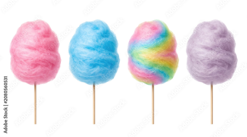 Fototapeta premium Colorful cotton candy sticks in pastel shades