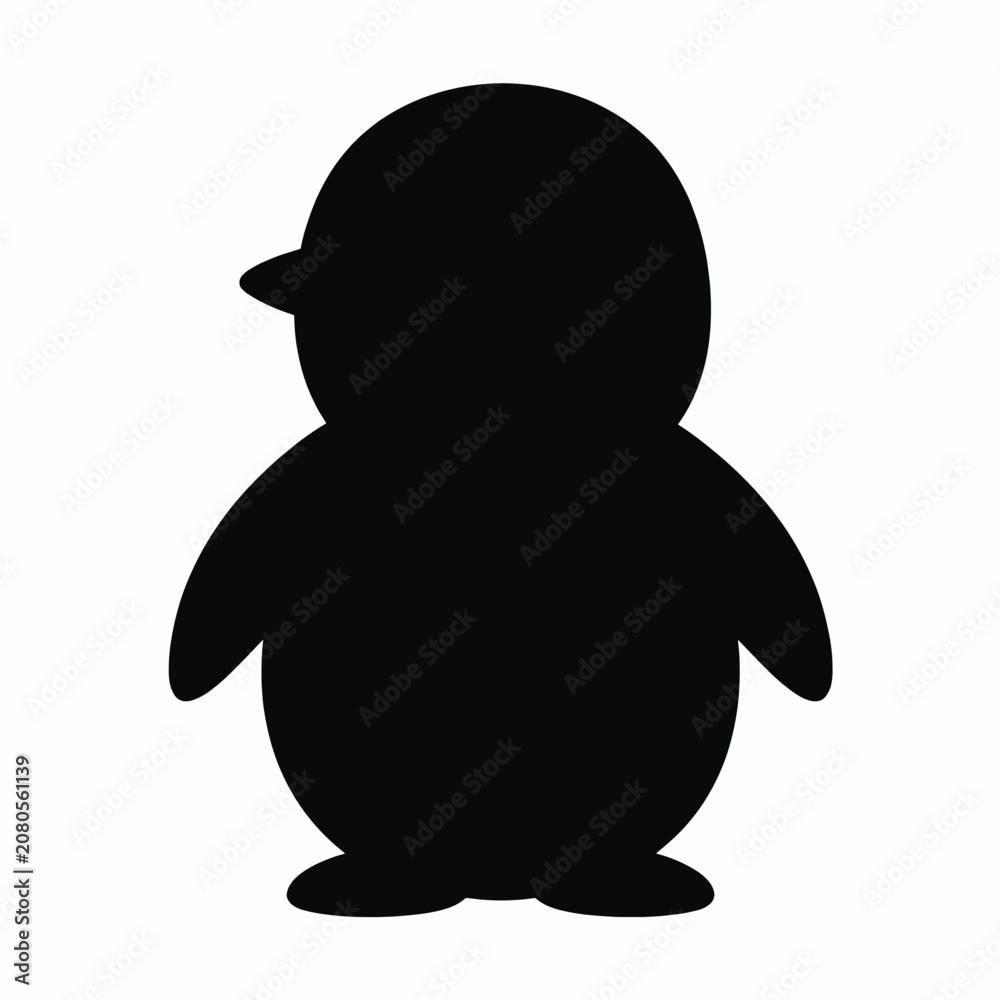 Fototapeta premium Black silhouette of a cute penguin standing upright