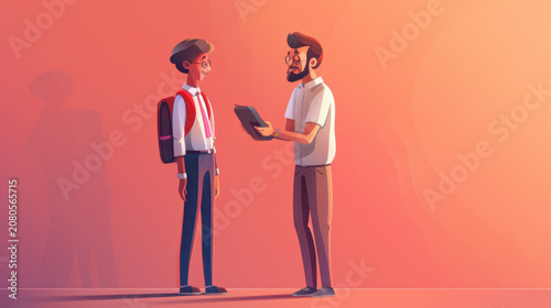 A friendly mentor coaching a young intern on career growth. --ar 16:9 --v 6 Job ID: 44048239-c6fa-4ce7-add5-3f02c801c9dd
