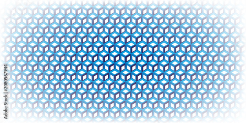Quadro su tela Seamless blue geometric pattern with triangles, hexagonal grid structure and modern abstract wallpaper design
