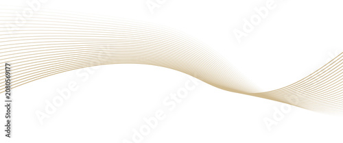 Luxury abstract gold wavy line pattern (guilloche curves) with copy space. Elegant golden color smooth gradient on white background. Premium vector striped texture for banner,