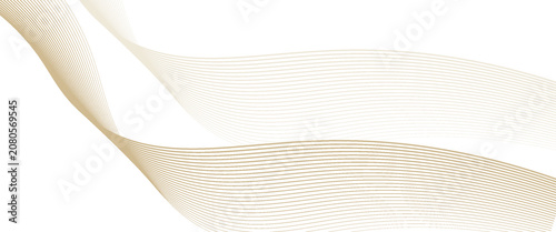 Luxury abstract gold wavy line pattern (guilloche curves) with copy space. Elegant golden color smooth gradient on white background.Eps10