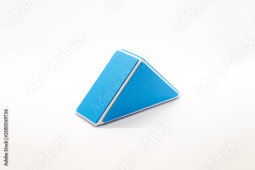 Blue Geometric Triangle Shape Isolated on White Background
