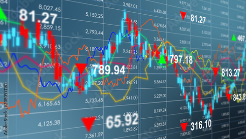 Fotografía Animated candlestick stock chart with green and red price movement showing finan