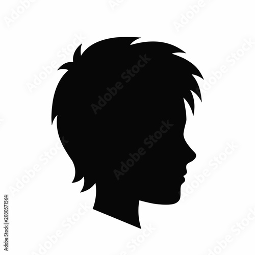 Black silhouette profile of a person with short spiky hair
