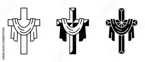 Obraz na plátně Christian Cross Symbols, Religious Iconography, Easter and Lent Graphics