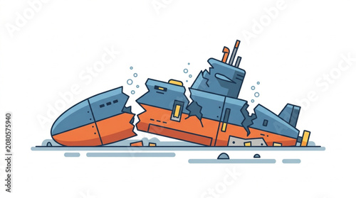 Foto Broken Ship Sinking Illustration.