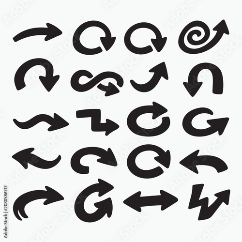 Arrow Silhouette Vector Icons – 20 Decorative Navigation Symbols