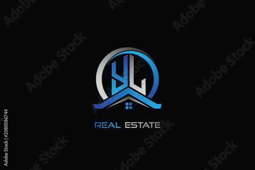 YL real estate letters logo design for construction or house. YL real estate letters logo Vector design