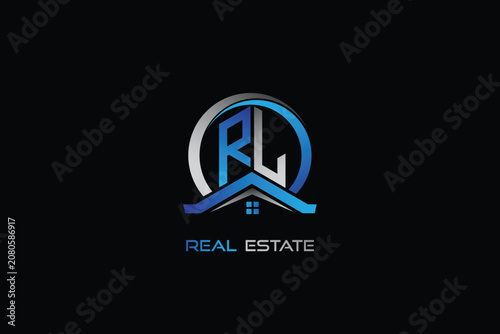 RL real estate letters logo design for construction or house. RL real estate letters logo Vector design