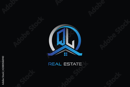QL real estate letters logo design for construction or house. QL real estate letters logo Vector design