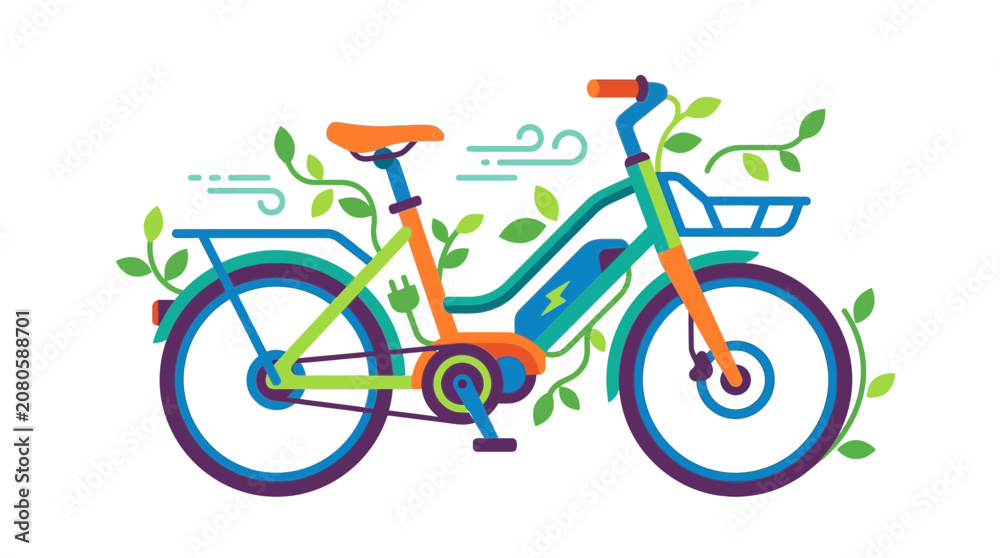 Fototapeta premium Eco-Friendly Electric Bicycle with Nature Elements